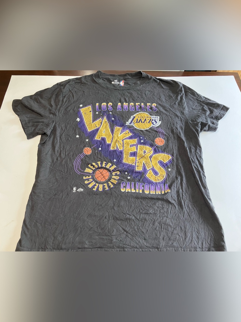 Hollister Los Angeles Lakers T Shirt X-Large Black NBA Basketball Tee